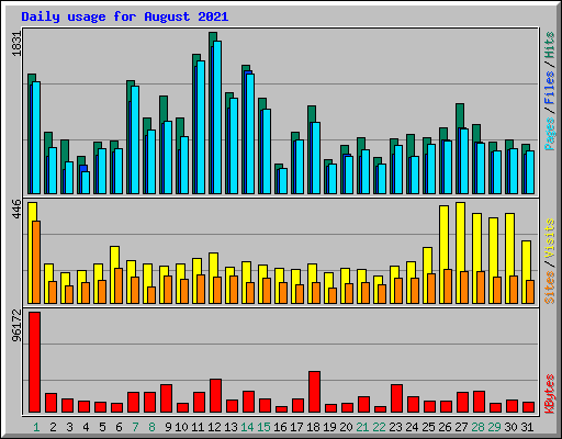 Daily usage for August 2021