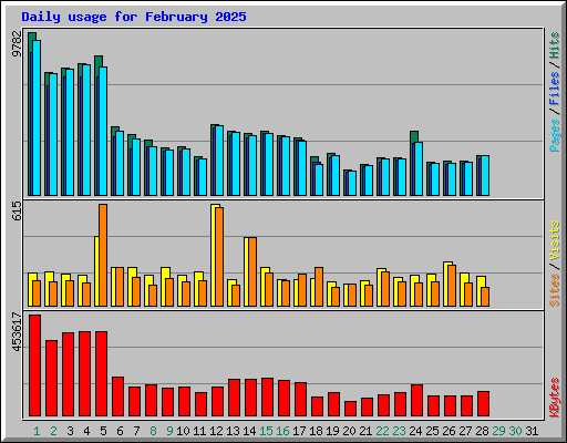 Daily usage for February 2025