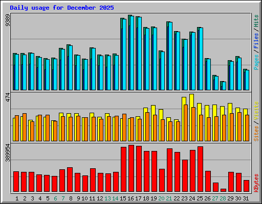 Daily usage for December 2025